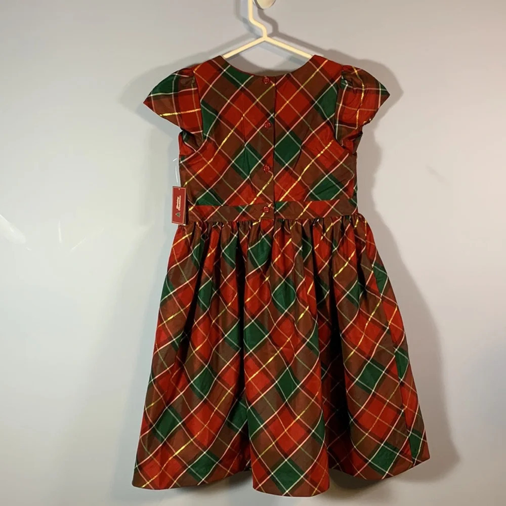 Gymboree size 10 holiday traditions cap sleeve dress green red gold Christmas - Picture 3 of 8